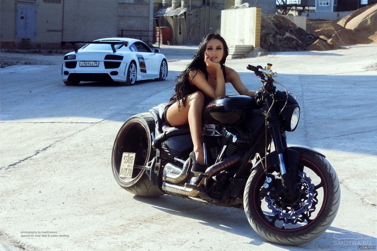 Sexy model Brunettes on a motorcycle in Jeddah
